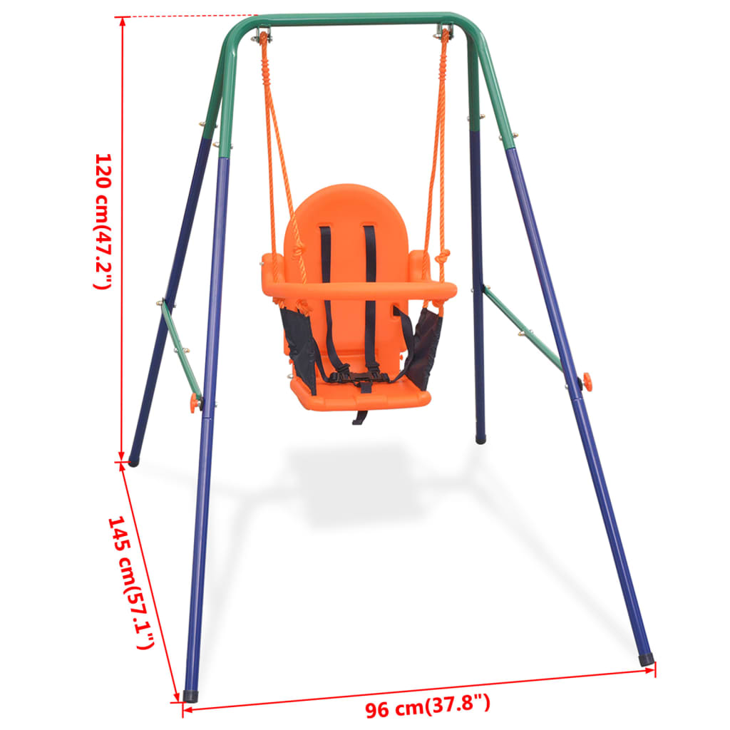 Kleinkinder-Schaukelset mit Sicherheitsgeschirr Orange