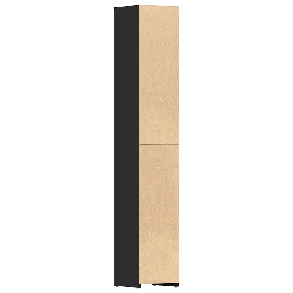 Badezimmerschrank Schwarz 30x30x183,5 cm Holzwerkstoff