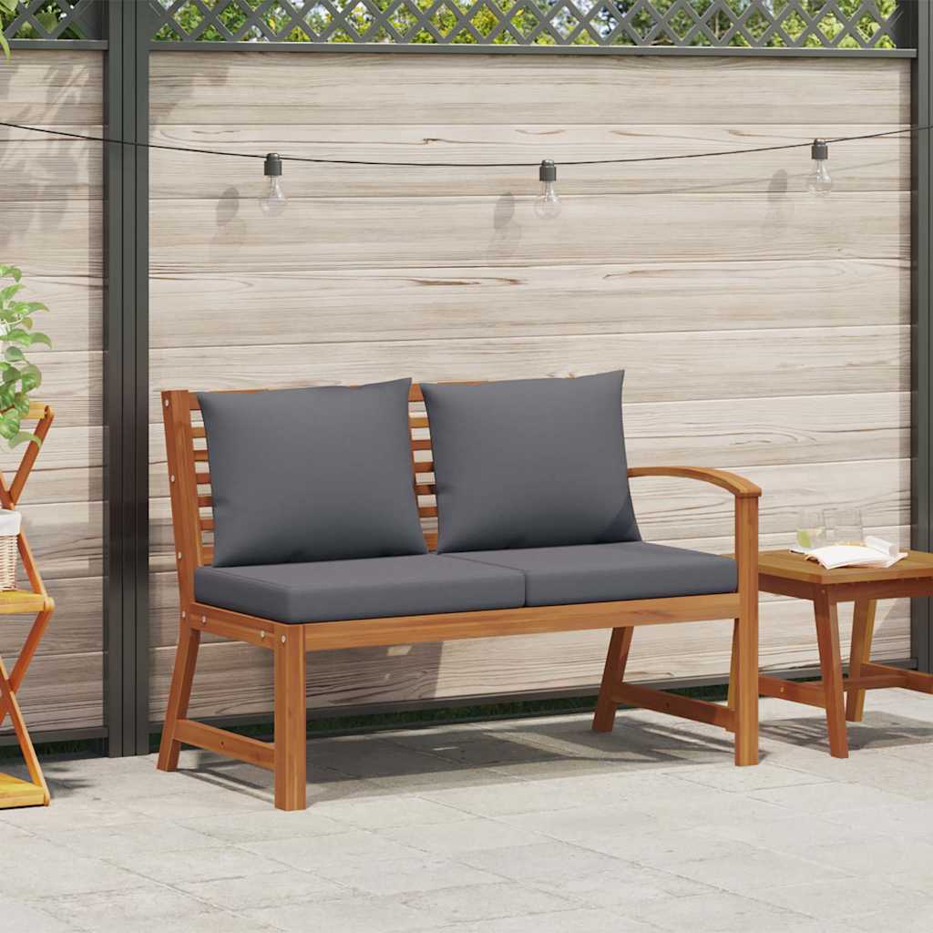 Gartenbank 114,5 cm mit Dunkelgrauem Kissen Massivholz Akazie