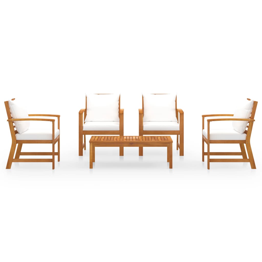 5-tlg. Garten-Lounge-Set mit Auflagen Massivholz Akazie