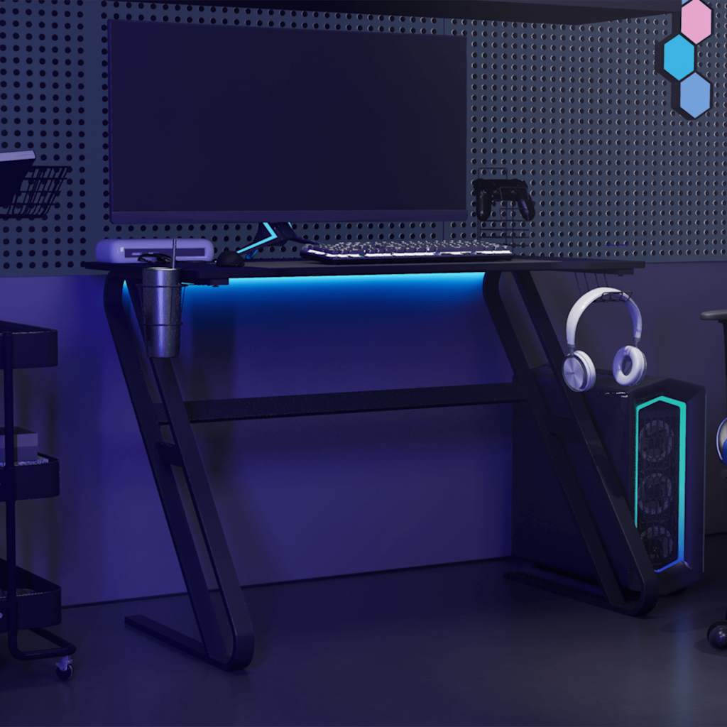 Gaming-Schreibtisch mit ZZ-Gestell Schwarz und Rot 110x60x75 cm
