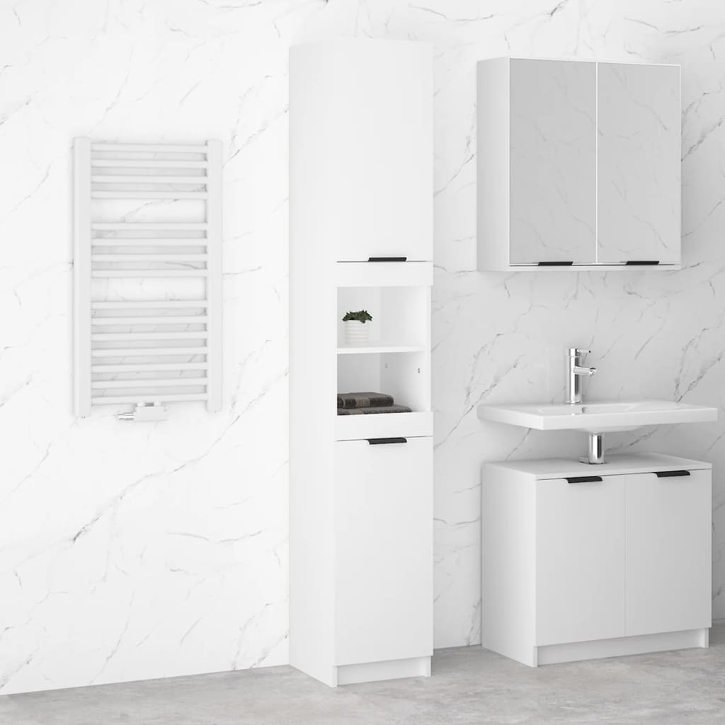Badschrank Weiß 32x34x188,5 cm Holzwerkstoff