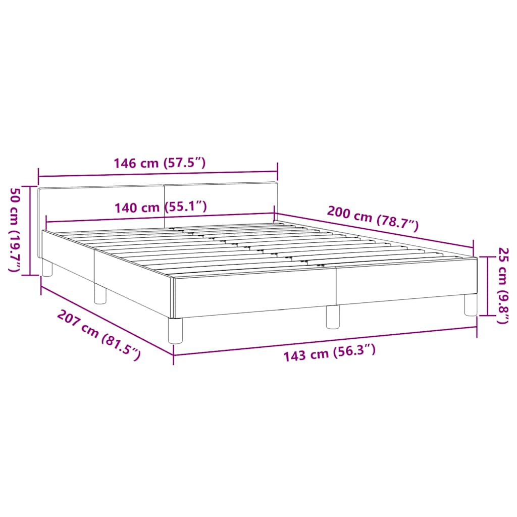 Bettgestell mit Kopfteil ohne Matratze Creme 140x200 cm