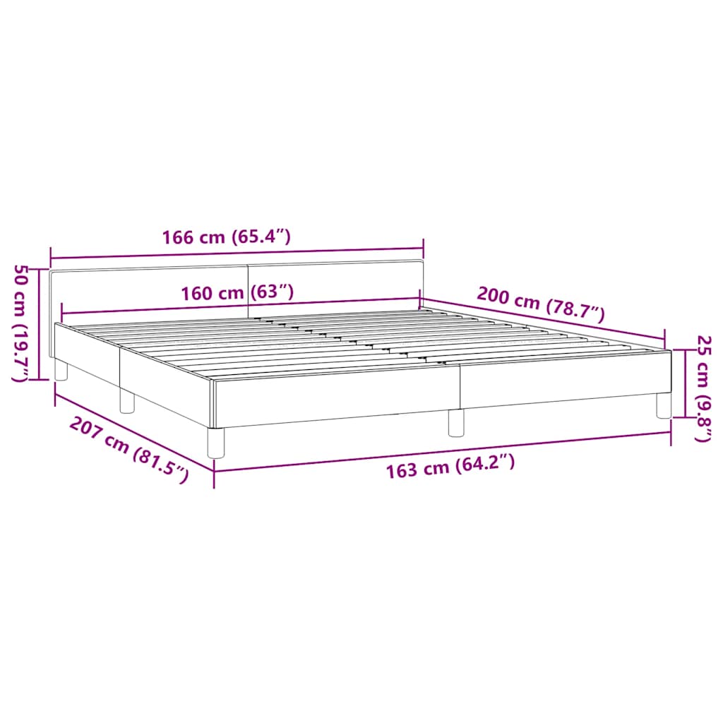 Bettgestell mit Kopfteil ohne Matratze Creme 160x200 cm