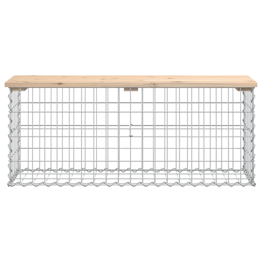 Gartenbank aus Gabionen 103x31,5x42 cm Massivholz Kiefer