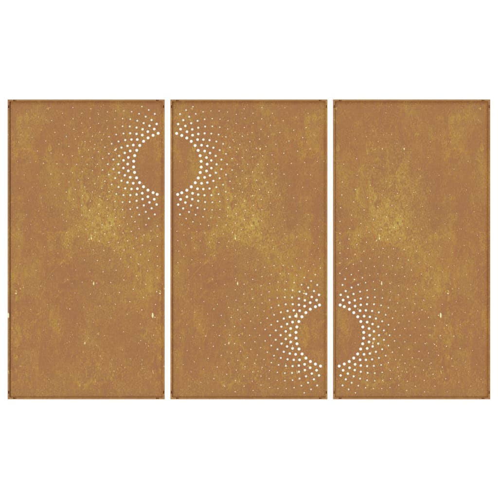 3-tlg. Garten-Wanddeko 105x55 cm Cortenstahl Sonnen-Design
