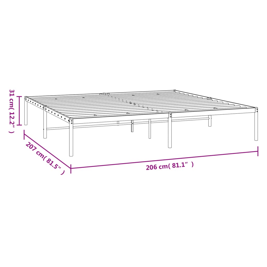 Bettgestell Metall Schwarz 200x200 cm