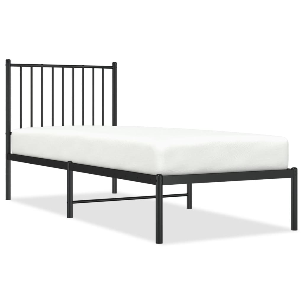 Bettgestell mit Kopfteil Metall Schwarz 75x190 cm