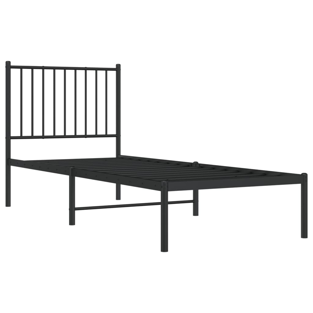 Bettgestell mit Kopfteil Metall Schwarz 75x190 cm