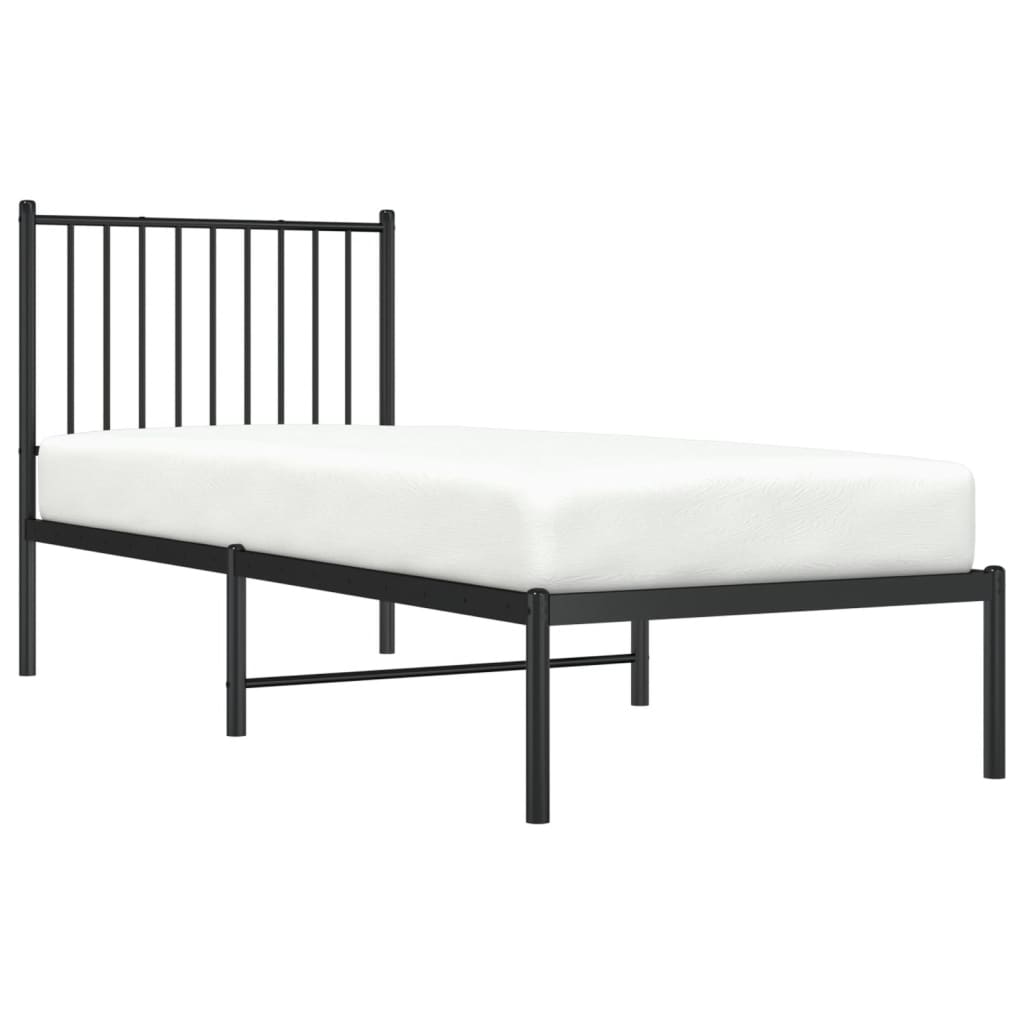 Bettgestell mit Kopfteil Metall Schwarz 75x190 cm