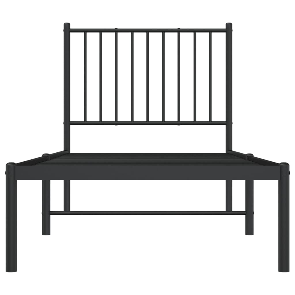 Bettgestell mit Kopfteil Metall Schwarz 75x190 cm
