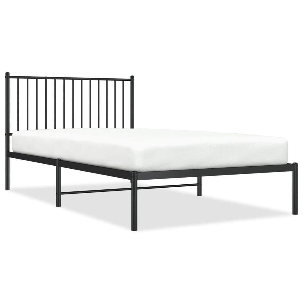 Bettgestell mit Kopfteil Metall Schwarz 107x203 cm