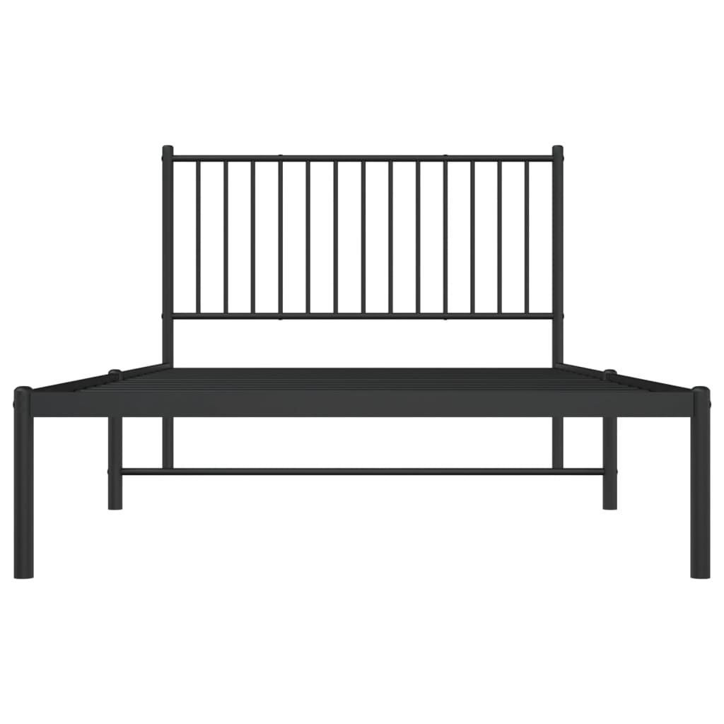 Bettgestell mit Kopfteil Metall Schwarz 107x203 cm