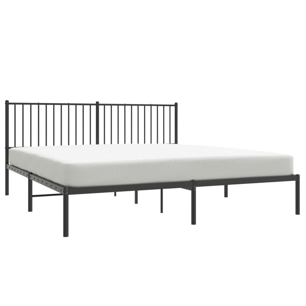 Bettgestell mit Kopfteil Metall Schwarz 180x200 cm