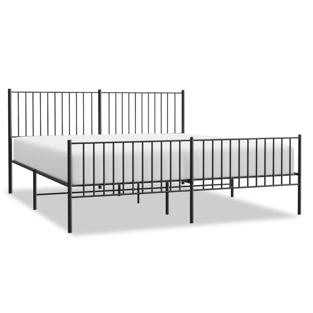 Metallbett ohne Matratze mit Fußteil Schwarz 180x200 cm