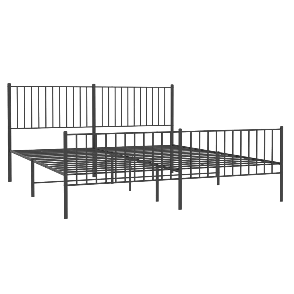 Metallbett ohne Matratze mit Fußteil Schwarz 180x200 cm
