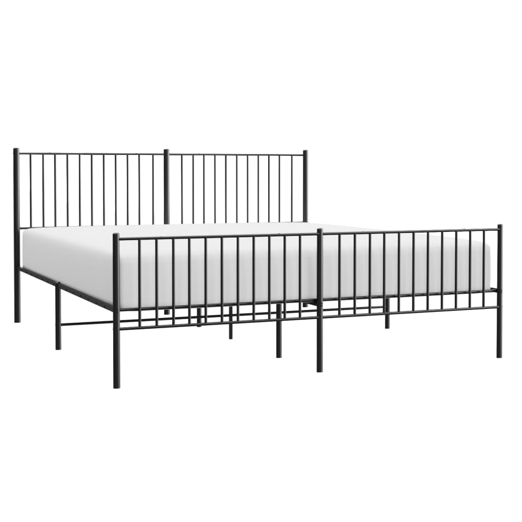 Metallbett ohne Matratze mit Fußteil Schwarz 180x200 cm