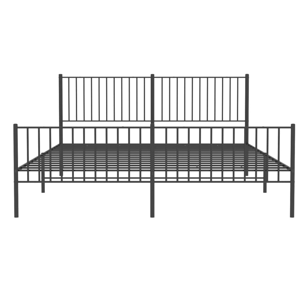 Metallbett ohne Matratze mit Fußteil Schwarz 180x200 cm