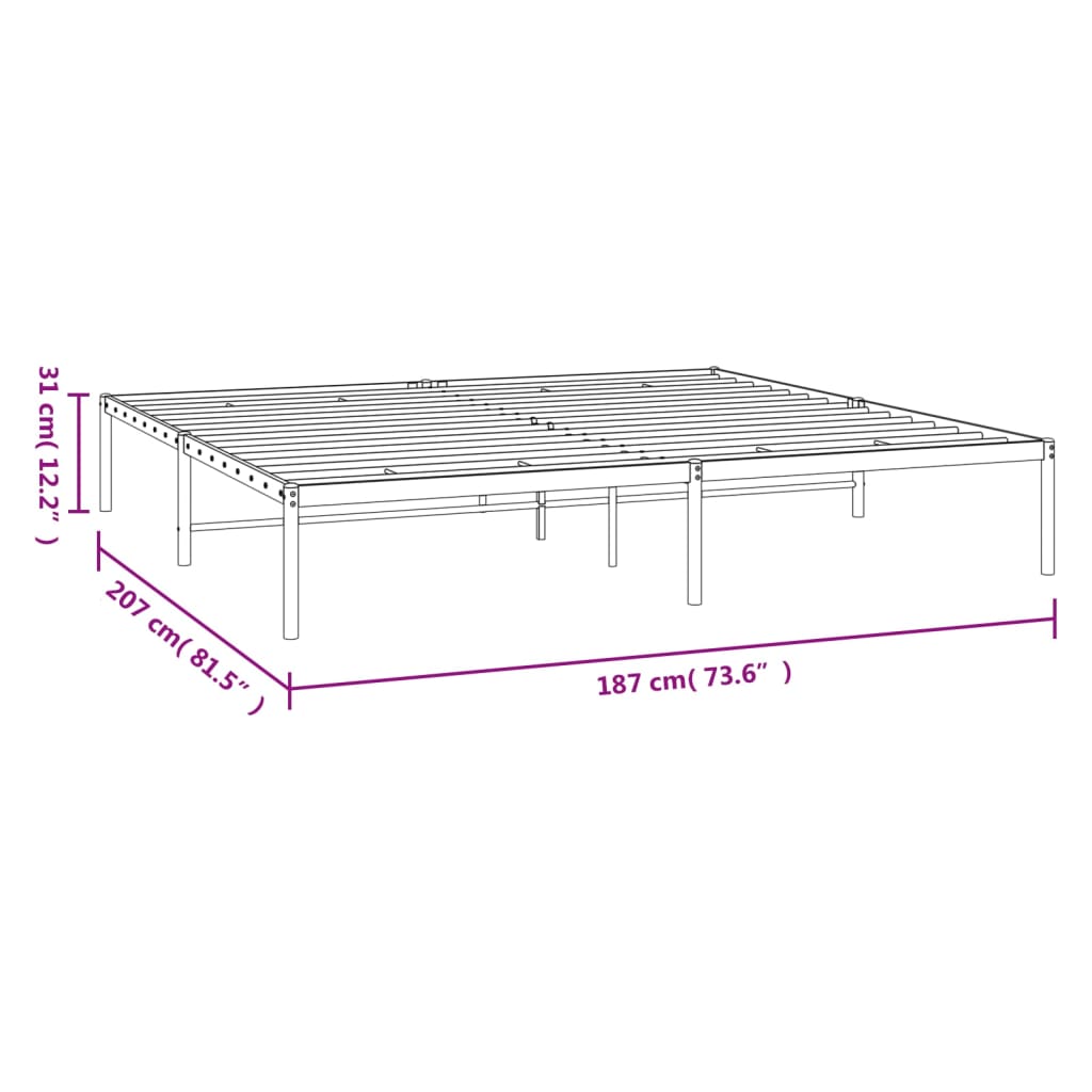 Bettgestell Metall Weiß 180x200 cm