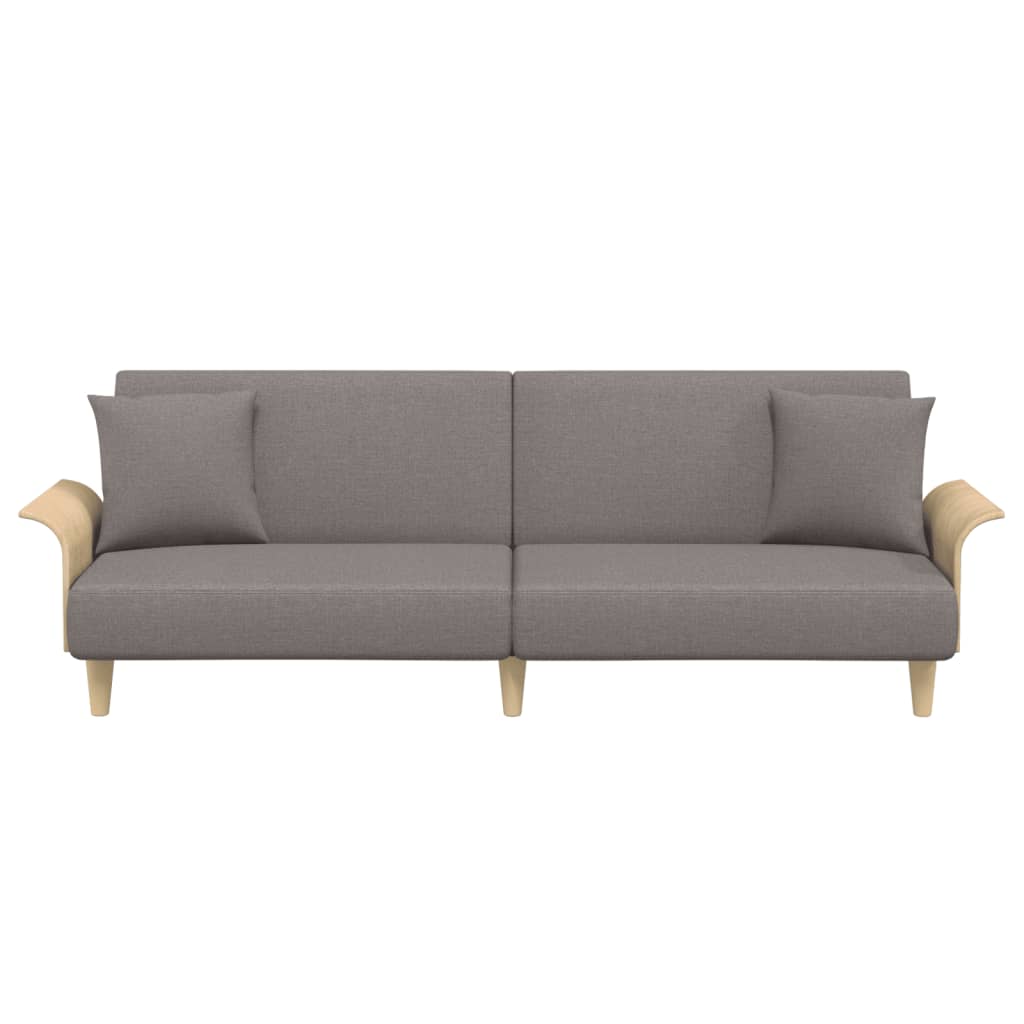 Schlafsofa mit Armlehnen Taupe Stoff