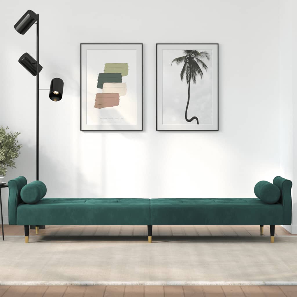 Schlafsofa mit Kissen Dunkelgrün Samt