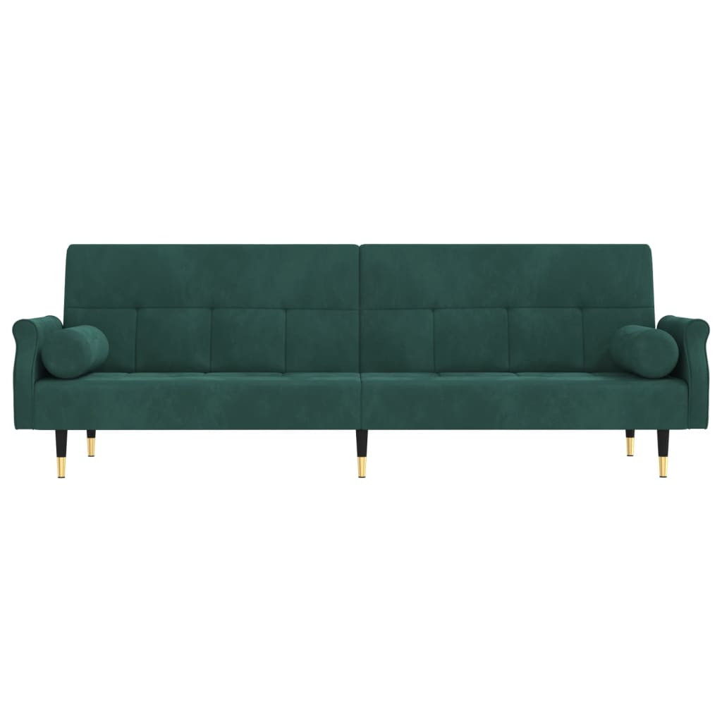 Schlafsofa mit Kissen Dunkelgrün Samt