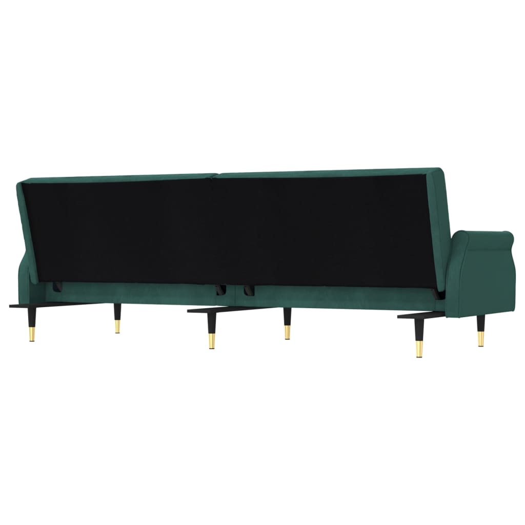 Schlafsofa mit Kissen Dunkelgrün Samt