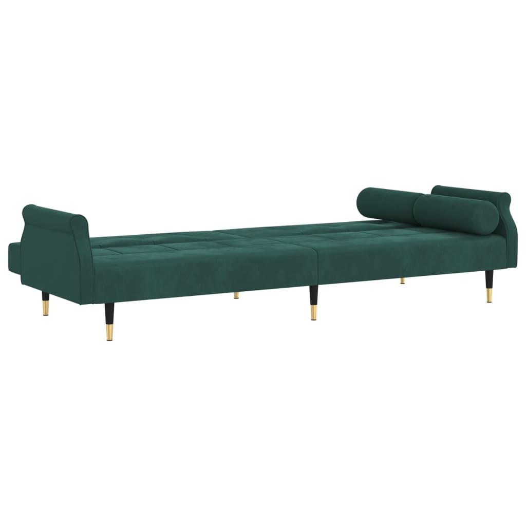Schlafsofa mit Kissen Dunkelgrün Samt