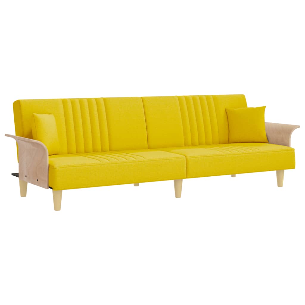 Schlafsofa mit Armlehnen Hellgelb Stoff