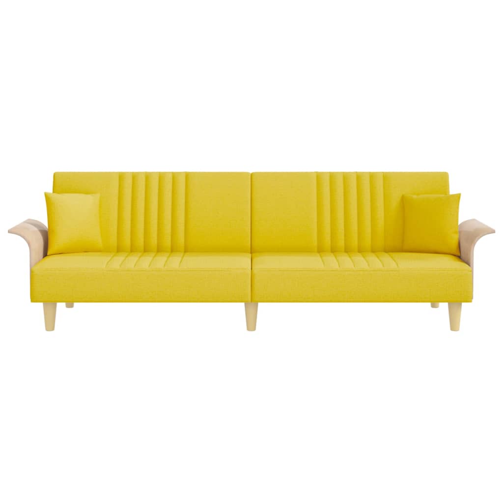 Schlafsofa mit Armlehnen Hellgelb Stoff