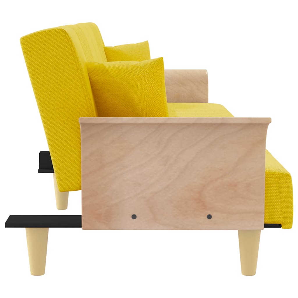 Schlafsofa mit Armlehnen Hellgelb Stoff