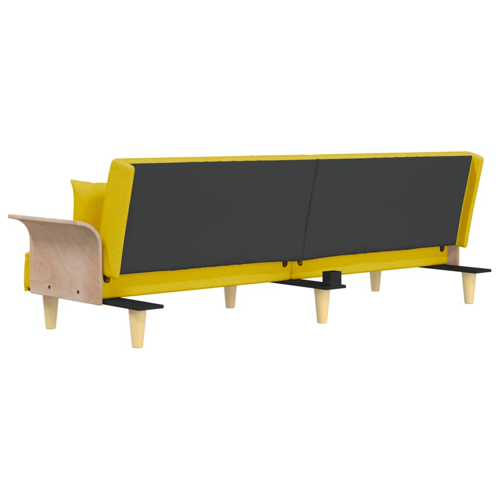 Schlafsofa mit Armlehnen Hellgelb Stoff