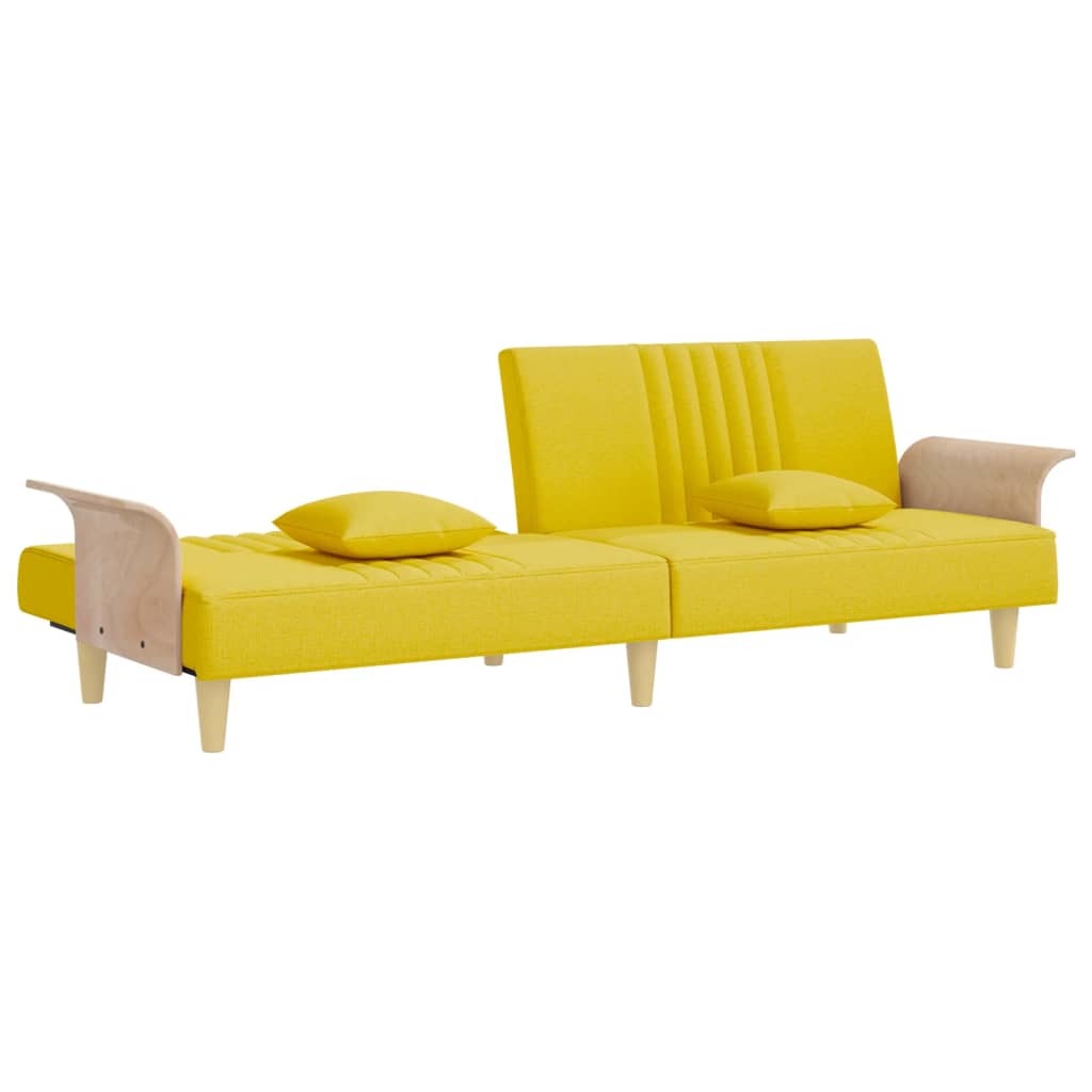 Schlafsofa mit Armlehnen Hellgelb Stoff
