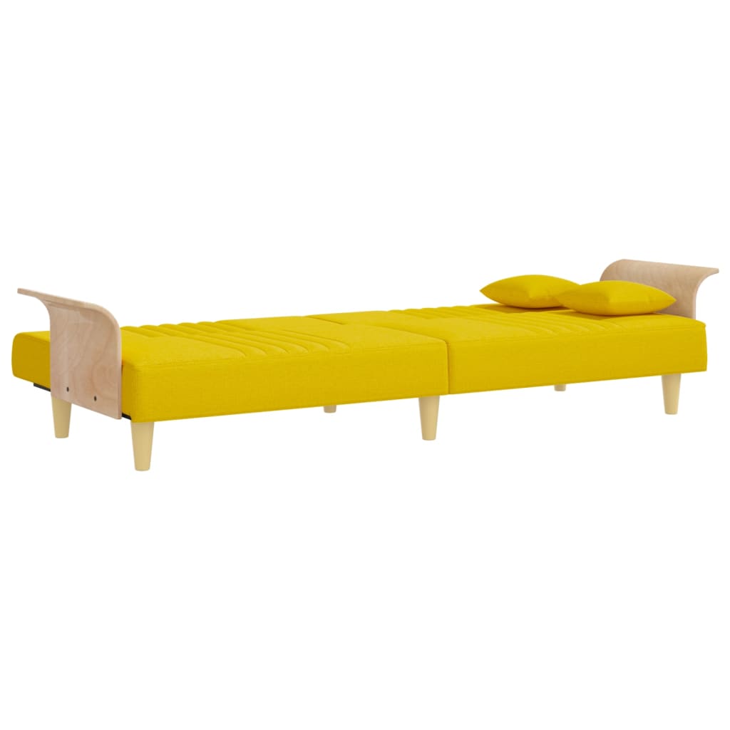 Schlafsofa mit Armlehnen Hellgelb Stoff