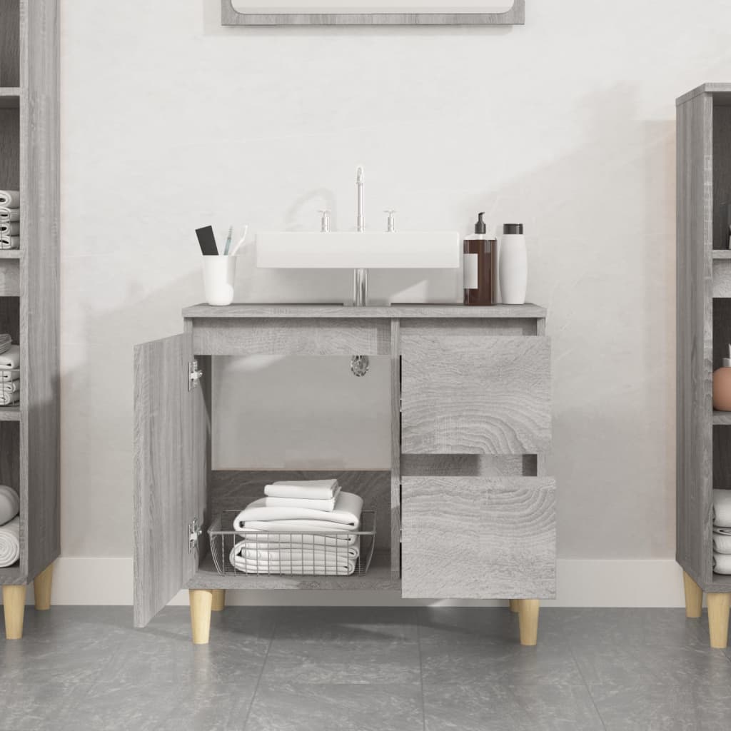 Badschrank Grau Sonoma 65x33x60 cm Holzwerkstoff
