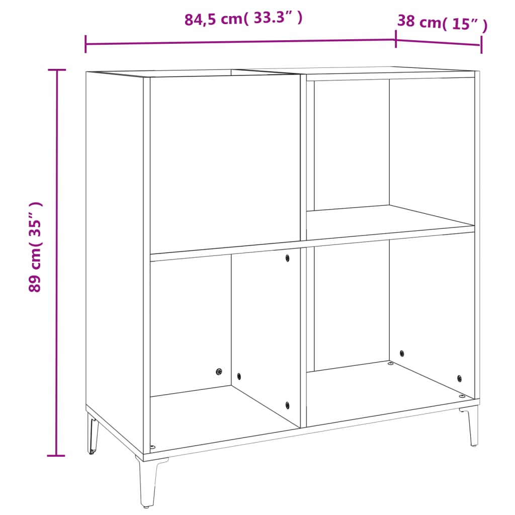 Plattenschrank Betongrau 84,5x38x89 cm Holzwerkstoff