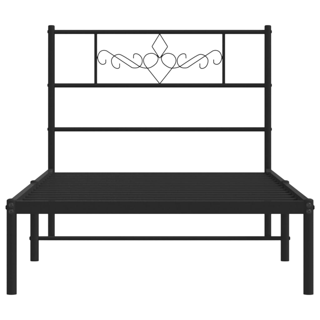 Bettgestell mit Kopfteil Metall Schwarz 80x200 cm