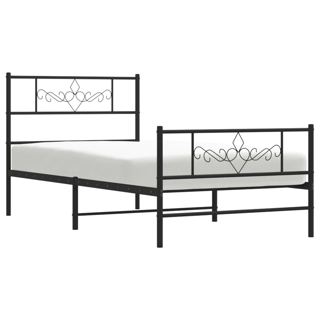 Bettgestell mit Kopf- und Fußteil Metall Schwarz 90x200 cm