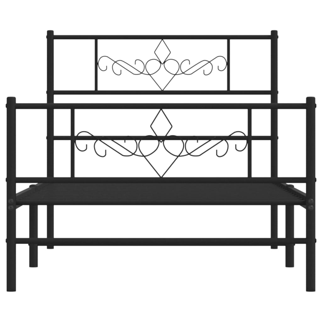 Bettgestell mit Kopf- und Fußteil Metall Schwarz 90x200 cm