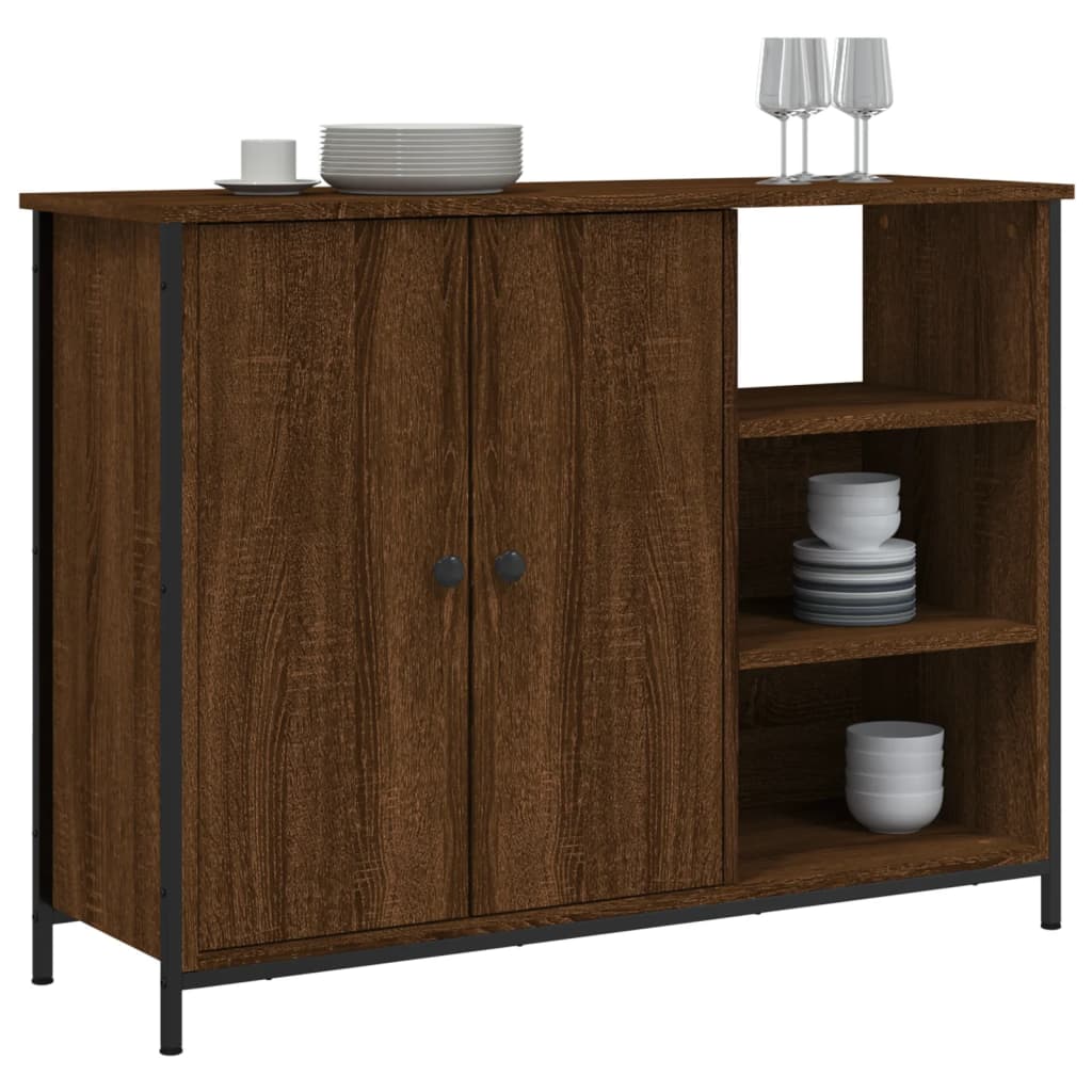 Sideboard Braun Eichen-Optik 100x33x75 cm Holzwerkstoff