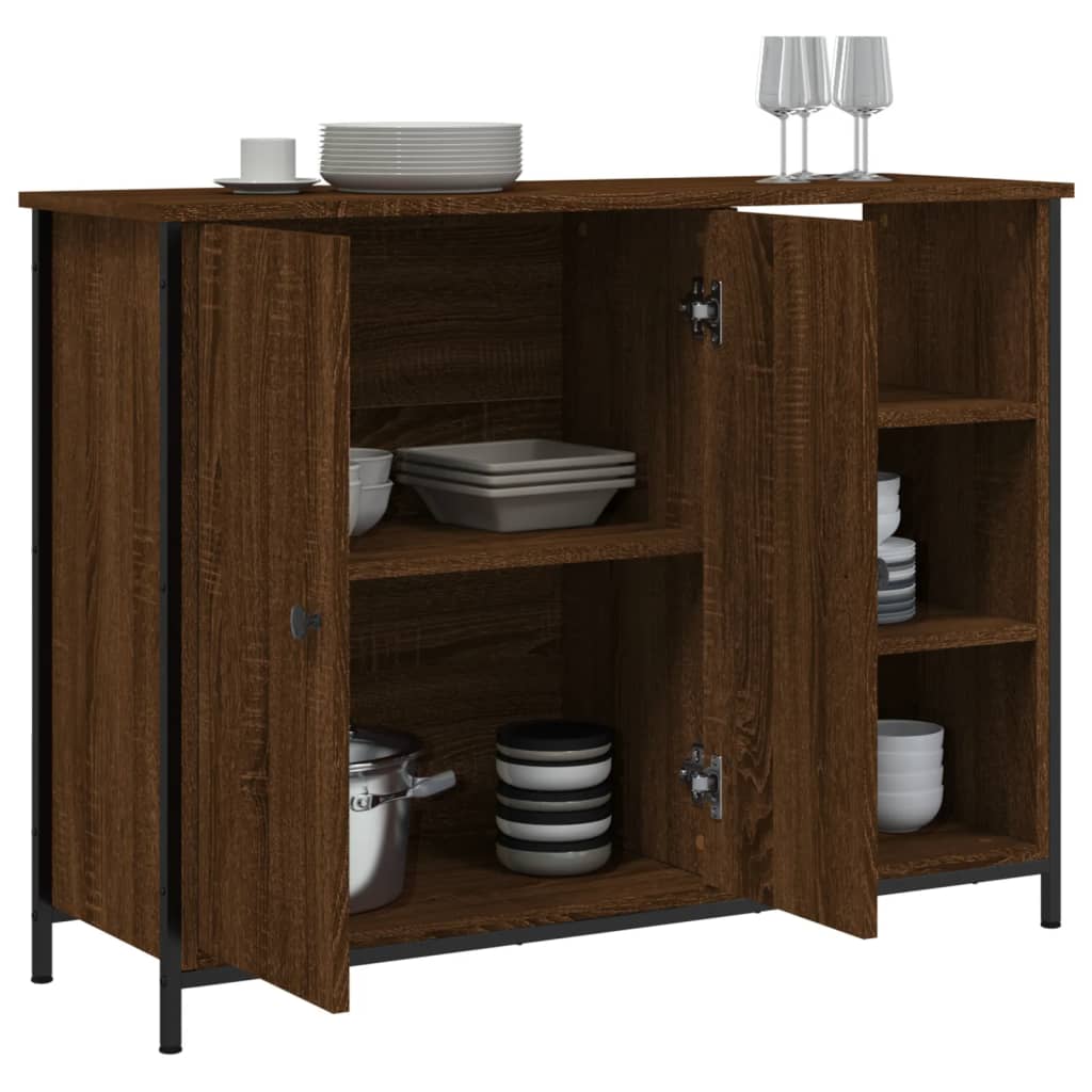 Sideboard Braun Eichen-Optik 100x33x75 cm Holzwerkstoff