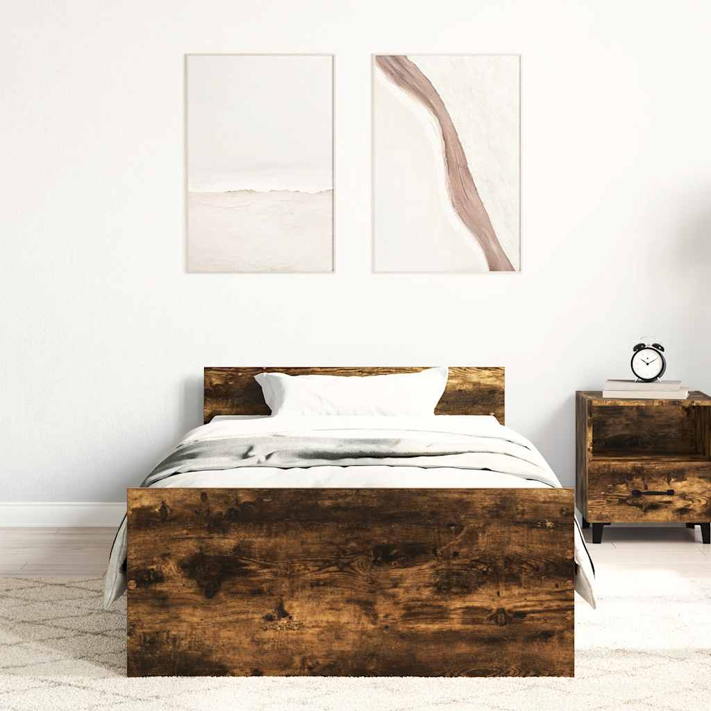 Bettgestell Räuchereiche 100x200 cm Holzwerkstoff
