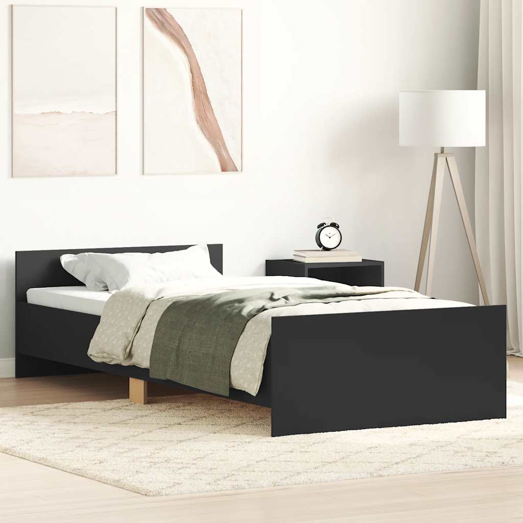Bettgestell Schwarz 90x190 cm Holzwerkstoff