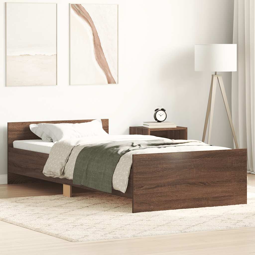 Bettgestell Braun Eichen-Optik 90x190 cm Holzwerkstoff
