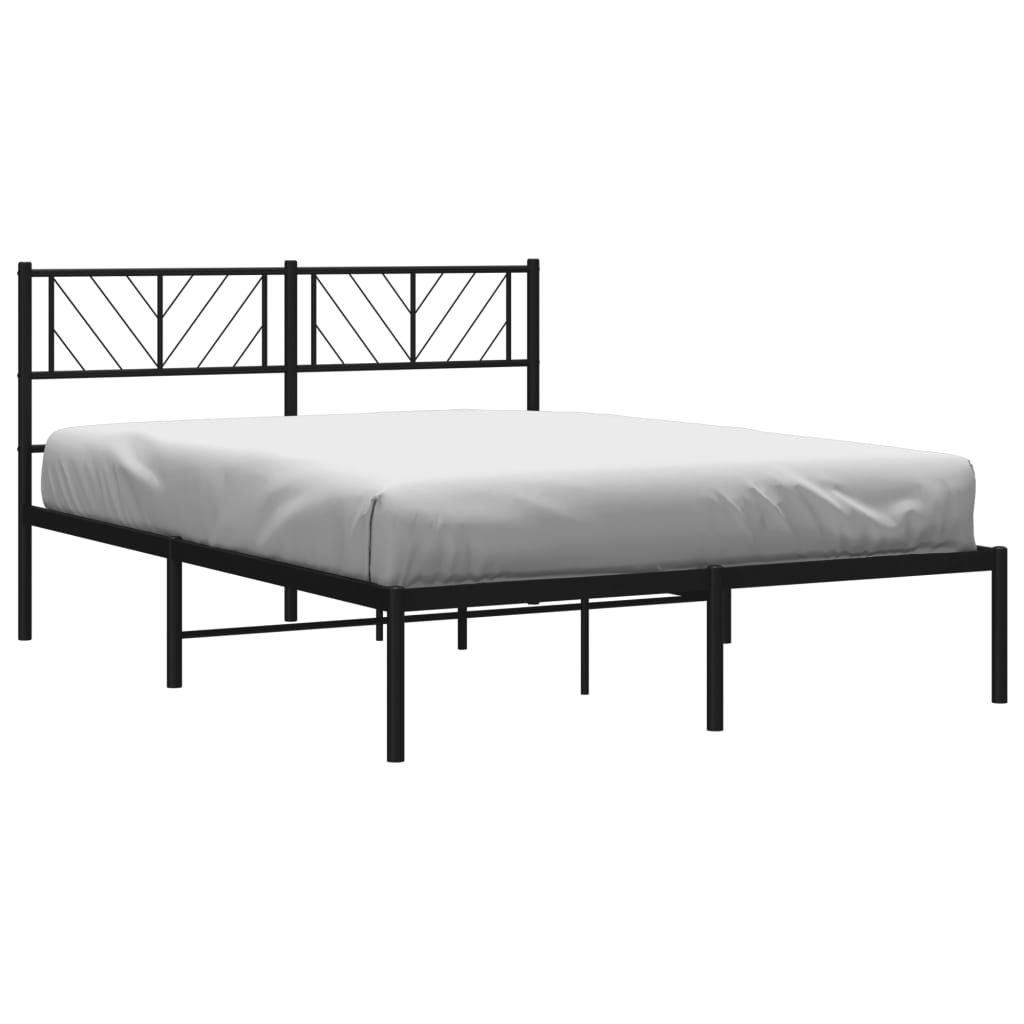 Bettgestell mit Kopfteil Metall Schwarz 140x200 cm