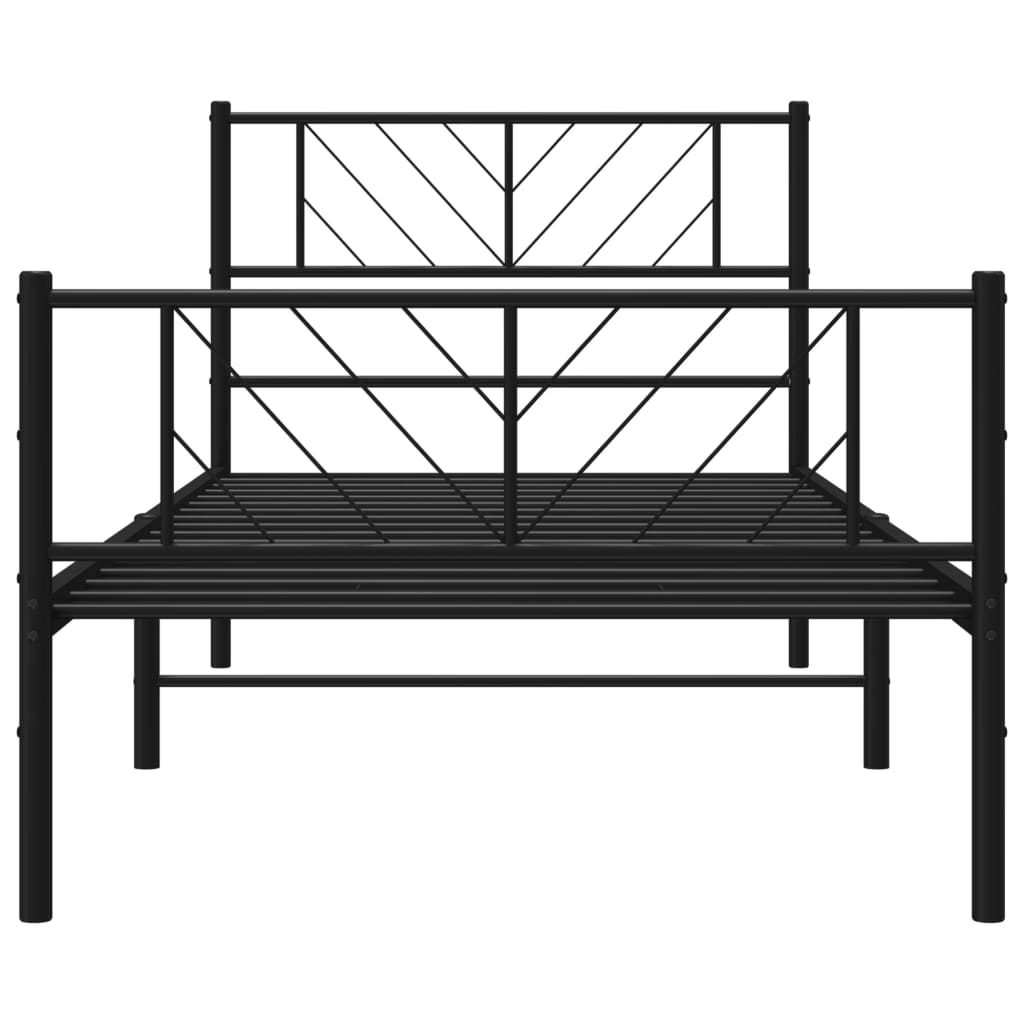 Bettgestell mit Kopf- und Fußteil Metall Schwarz 100x200 cm