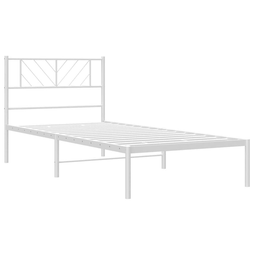 Bettgestell mit Kopfteil Metall Weiß 90x200 cm