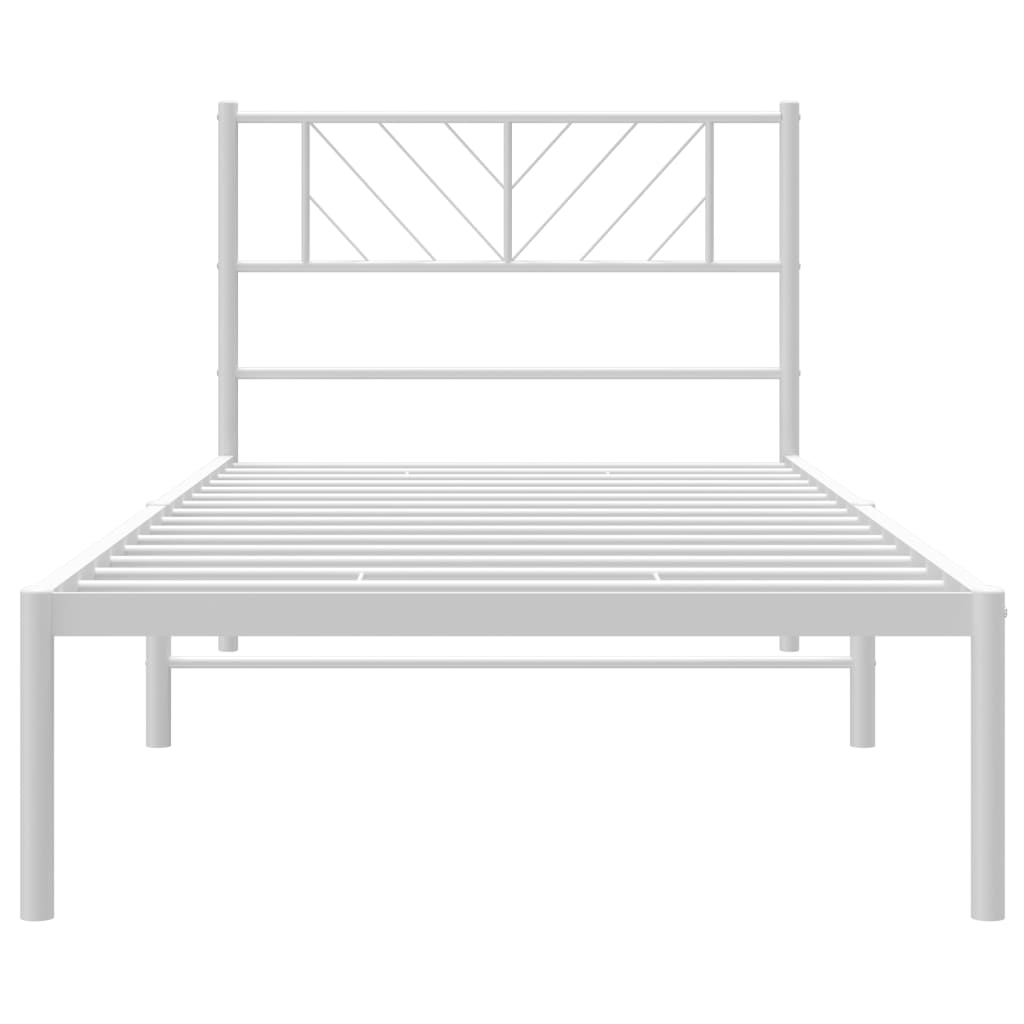 Bettgestell mit Kopfteil Metall Weiß 90x200 cm