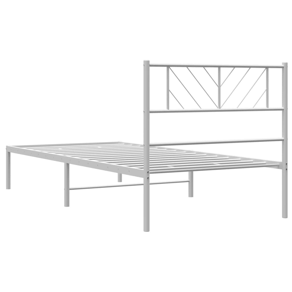 Bettgestell mit Kopfteil Metall Weiß 90x200 cm