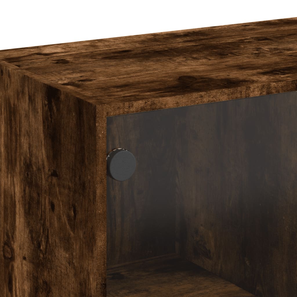 Beistellschrank mit Glastüren Räuchereiche 68x37x75,5 cm